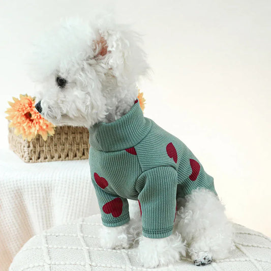 Heart Print Dog T-shirt Long Sleeve