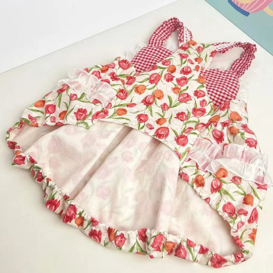 Summer Floral Pink Dog Dress