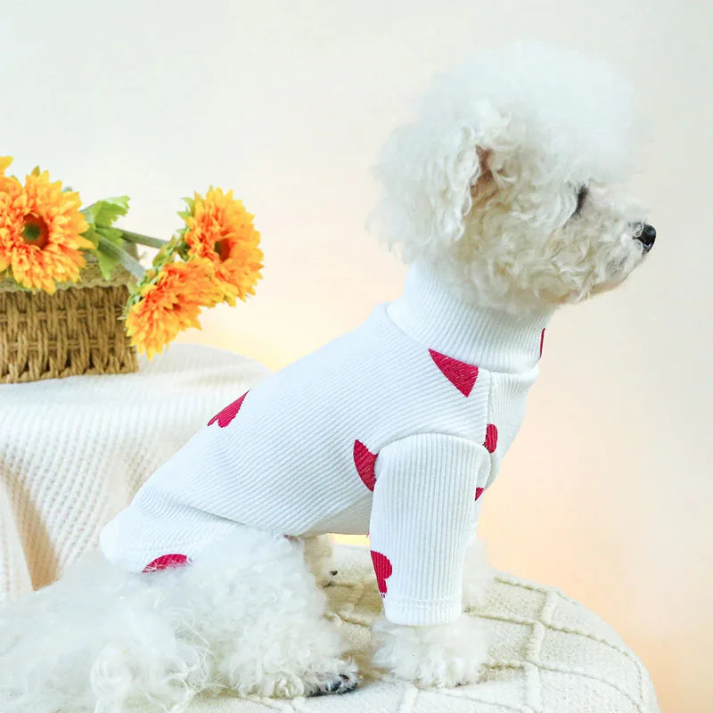 Heart Print Dog T-shirt Long Sleeve