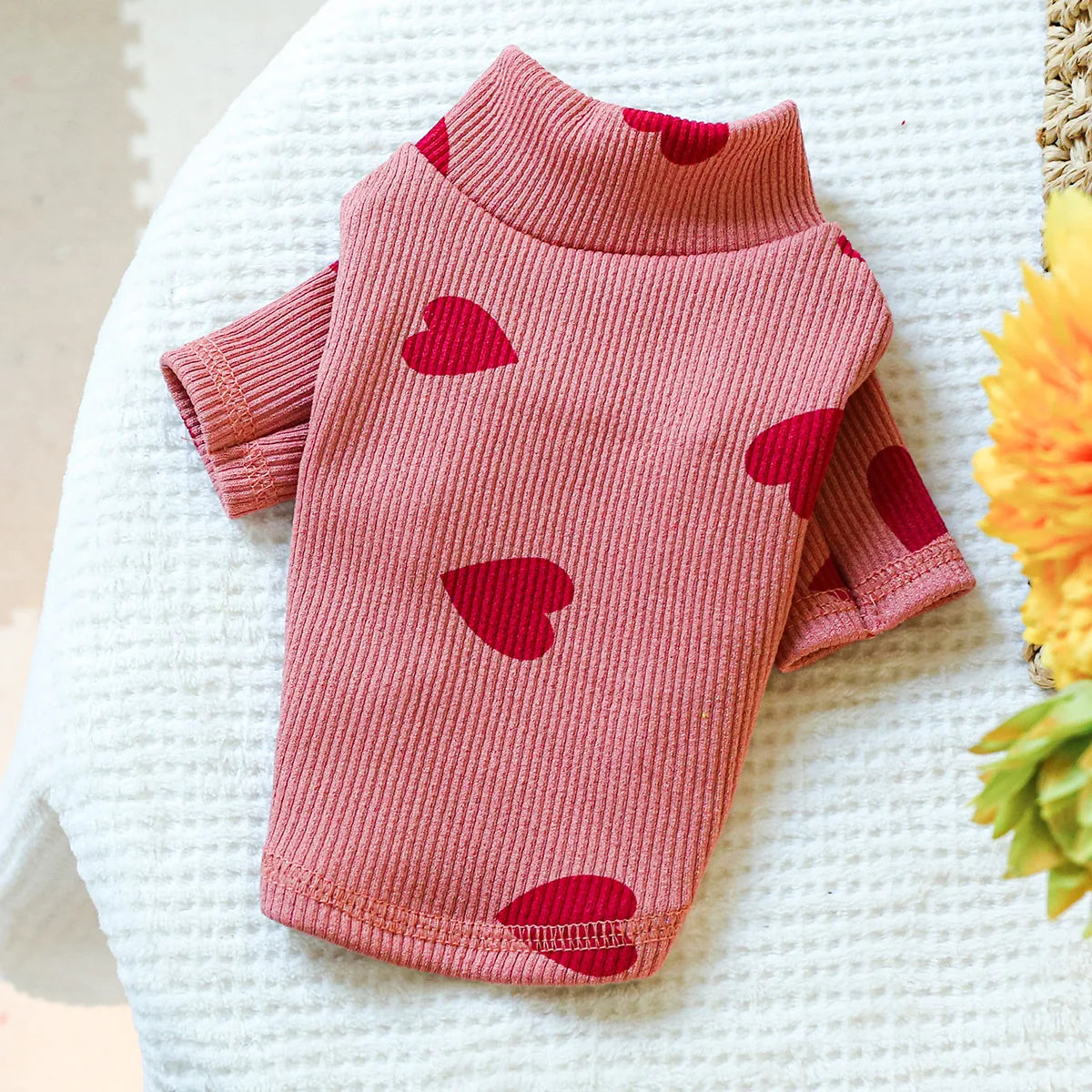 Heart Print Dog T-shirt Long Sleeve