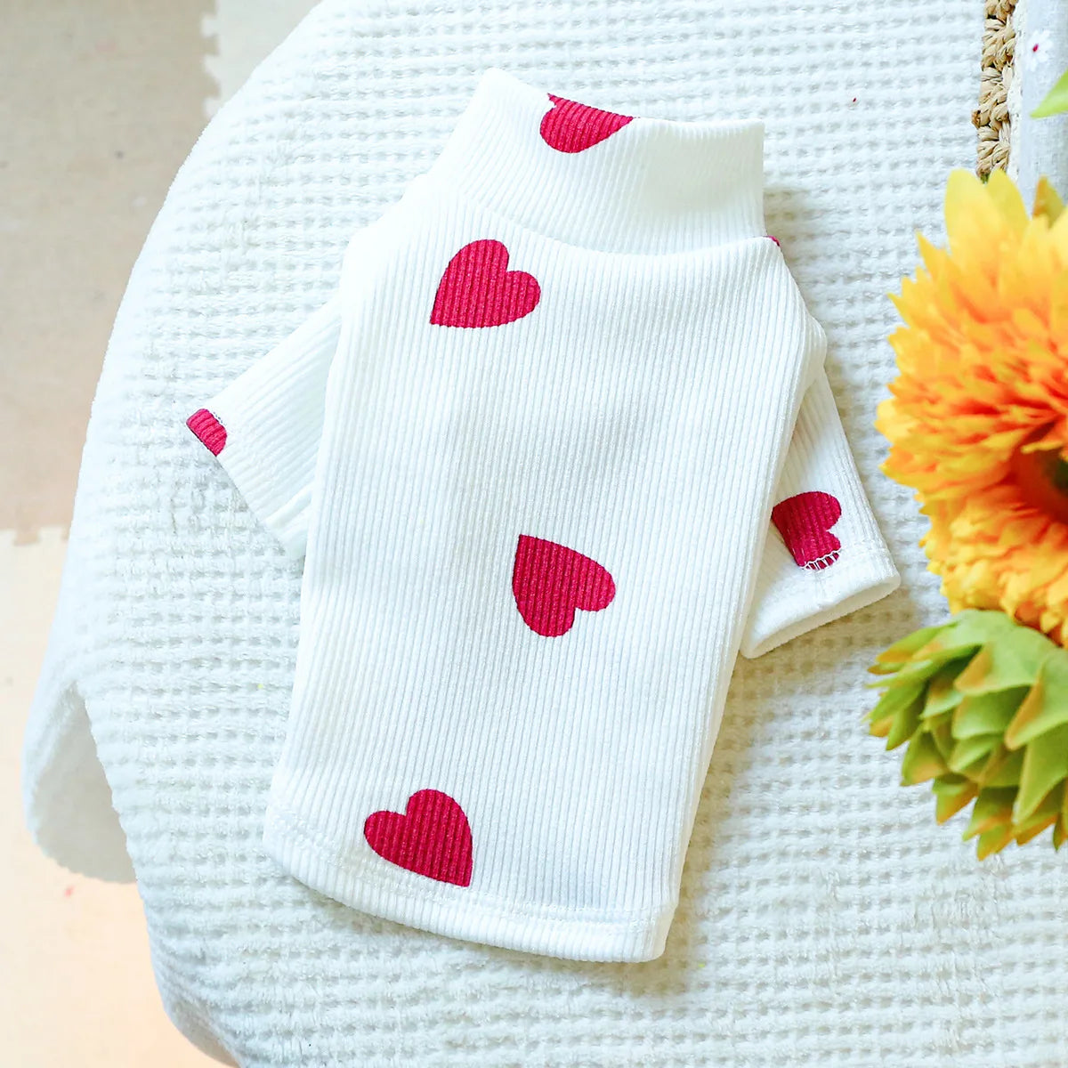 Heart Print Dog T-shirt Long Sleeve