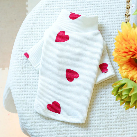 Heart Print Dog T-shirt Long Sleeve