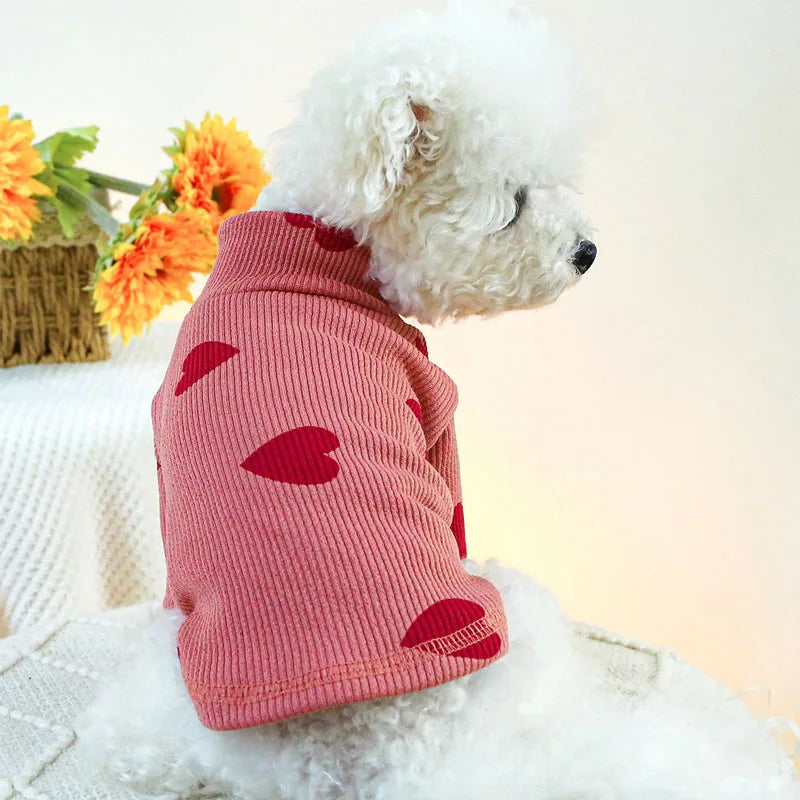 Heart Print Dog T-shirt Long Sleeve